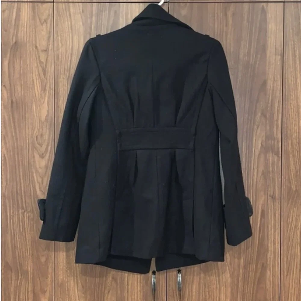 Delia’s Black Button Up Peacoat Coat - Picture 2 of 2
